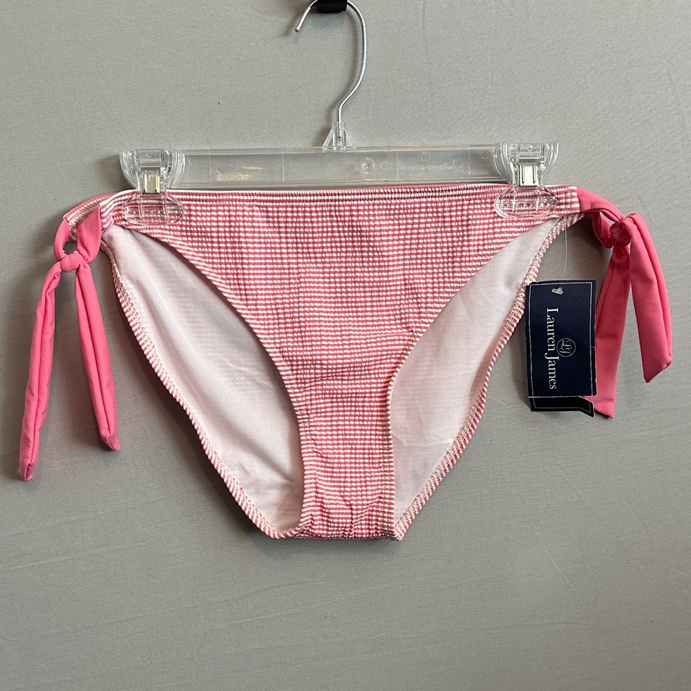 Lauren James Seersucker Tie Side Bikini Bottom